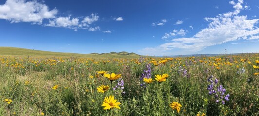Vibrant Wildflower Meadow Under a Summer Sky