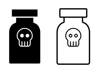poison bottle icon, flat style pictogram icon for mobile app ui or ux, vector illustration logo symbol design sign, isolated on white