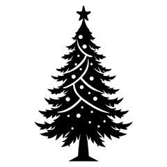 Obraz premium Elegant Silhouette of a Christmas Tree with Star and Ornament Details