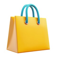 A Yellow Shopping Bag With Teal Handles