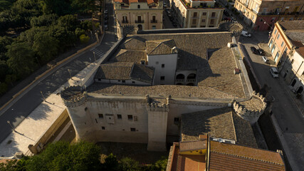 Aerial view of the castle of Torremaggiore, a small town in the province of Foggia, Puglia, Italy.