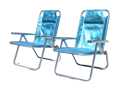 Two Blue Folding Beach Chairs - Powered by Adobe