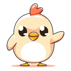 Cute Chick Cartoon Kawaii Sticker. Character Vector Illustration