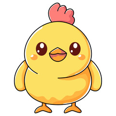 Cute Chick Cartoon Kawaii Sticker. Character Vector Illustration
