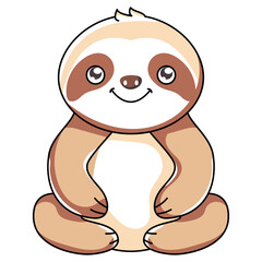 Cute Sloth Cartoon Kawaii Sticker. Character Vector Illustration