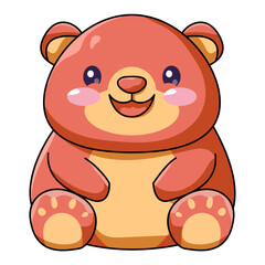 Cute Bear Cartoon Kawaii Sticker. Character Vector Illustration