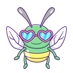 Cute Fly Cartoon Kawaii Sticker. Character Vector Illustration