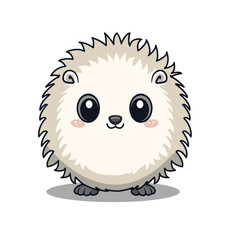 Cute Hedgehog Cartoon Kawaii Sticker. Character Vector Illustration