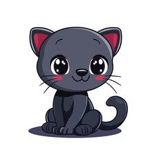 Cute Cat Cartoon Kawaii Sticker. Character Vector Illustration