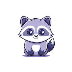 Cute Raccoon Cartoon Kawaii Sticker. Character Vector Illustration