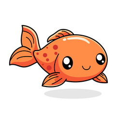 Cute Fish Cartoon Kawaii Sticker. Character Vector Illustration