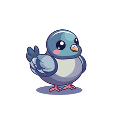 Cute Bird Cartoon Kawaii Sticker. Character Vector Illustration