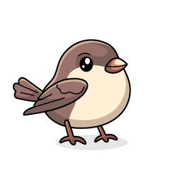 Cute Bird Cartoon Kawaii Sticker. Character Vector Illustration