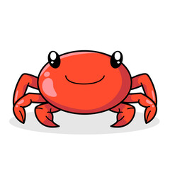 Cute Crab Cartoon Kawaii Sticker. Character Vector Illustration