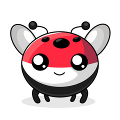 Cute Ladybug Cartoon Kawaii Sticker. Character Vector Illustration