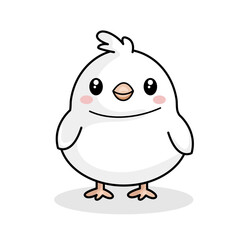 Cute Chick Cartoon Kawaii Sticker. Character Vector Illustration