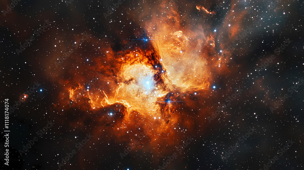 Wall mural cosmic nebula background - galaxy space universe backdrop - starry sky astral space. aether. illustr