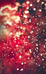 Red christmas background with snowflakes and christmas balls. decor for festive holidays, welcome winters, cards, and banners	
