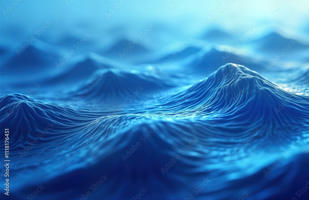 Poster abstract digital art. rippling blue texture. spectral blue ocean waves. generative ai artwork. rich 