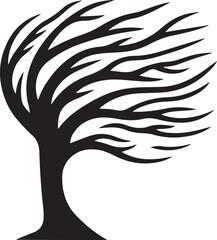 tree with wind-blown branches Windswept Tree Silhouette