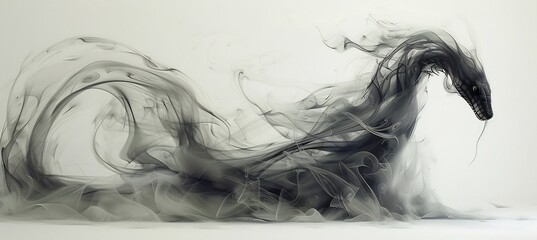 Fototapeta premium Abstract snake outline drawing capturing fluid motion elegance providing space for transformative or growthcentered messaging