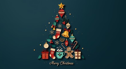 Various Christmas, New Year card and banner collection: Santa Claus, Christmas tree, snowman, reindeer, ornament, xmas elements and decorations and many more