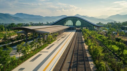 Obraz premium Modern Landscape of Lao with Scenic Mountain View