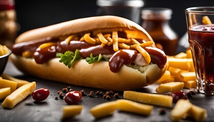 Delicious Hot Dog with Toppings