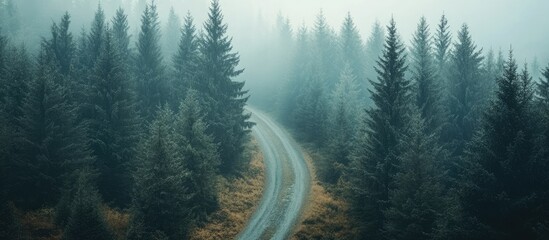 Fototapeta premium Misty Forest Road.