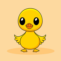 Cute Duck Cartoon Kawaii Sticker. Character Vector Illustration