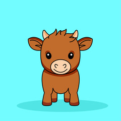 Cute Cow Cartoon Kawaii Sticker. Character Vector Illustration
