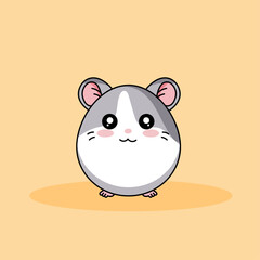 Cute Hamster Cartoon Kawaii Sticker. Character Vector Illustration