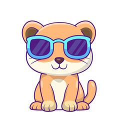Cute Cat Cartoon Kawaii Sticker. Character Vector Illustration