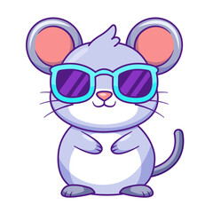 Naklejka premium Cute Mouse Cartoon Kawaii Sticker. Character Vector Illustration