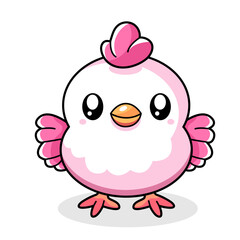 Cute Chick Cartoon Kawaii Sticker. Character Vector Illustration