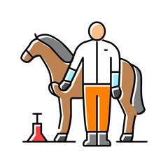 horseshoeing blacksmith color icon vector. horseshoeing blacksmith sign. isolated symbol illustration