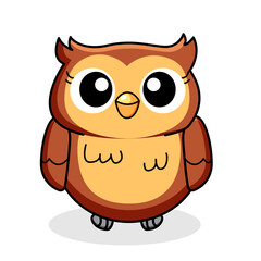 Cute Owl Cartoon Kawaii Sticker. Character Vector Illustration