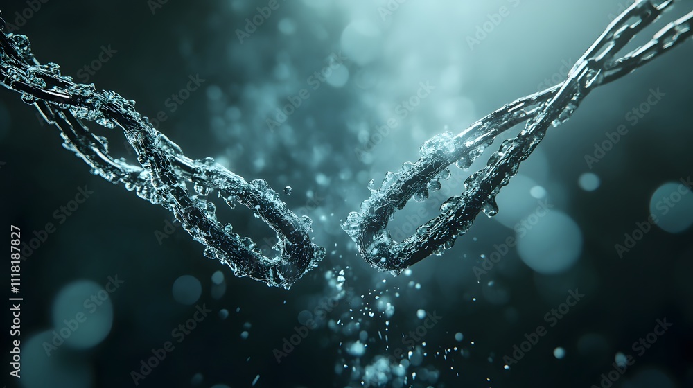 Poster a conceptual image depicting forks in blockchain technology, illustrating the split of a network int