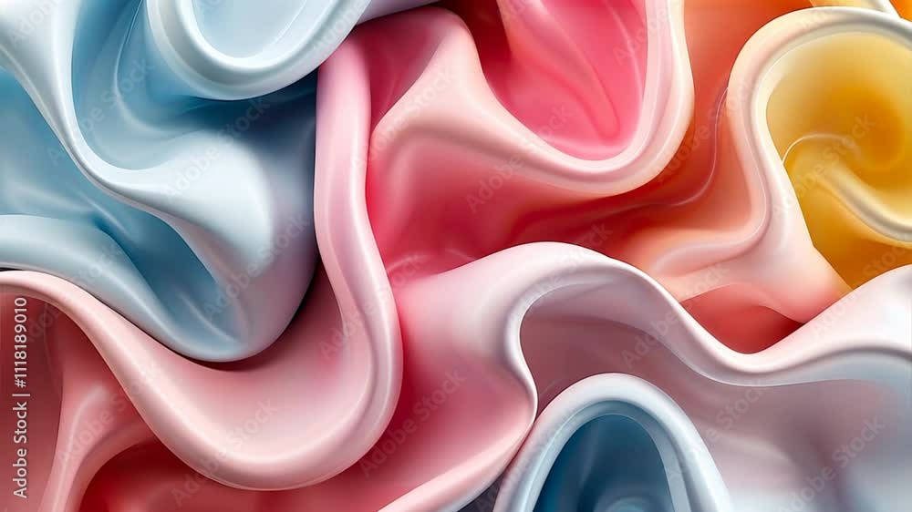 Poster abstract wave patterns of soft pastel colors flowing together in a fluid and dreamy composition perf