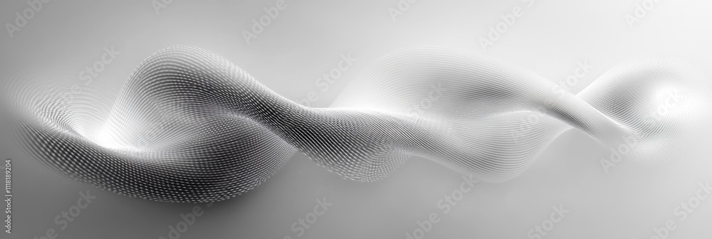 Aufkleber abstract flowing black and white wave with dot patterns on a minimalist grey background