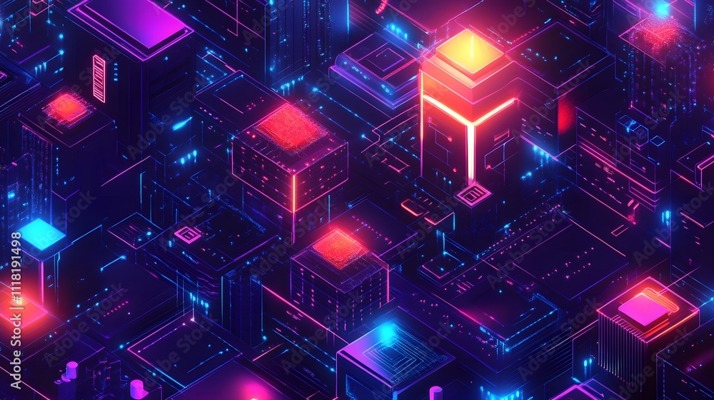 Fototapete an artistic representation of blockchain scalability, focusing on the challenges and solutions for p