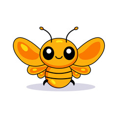 Cute Bee Cartoon Kawaii Sticker. Character Vector Illustration