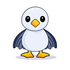 Cute Bird Cartoon Kawaii Sticker. Character Vector Illustration