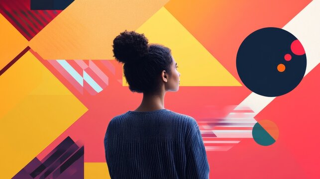 Creativity concept showcasing innovation and teamwork through bold geometric shapes vibrant gradients and layered textures symbolizing collaborative efforts and forward-thinking ideas