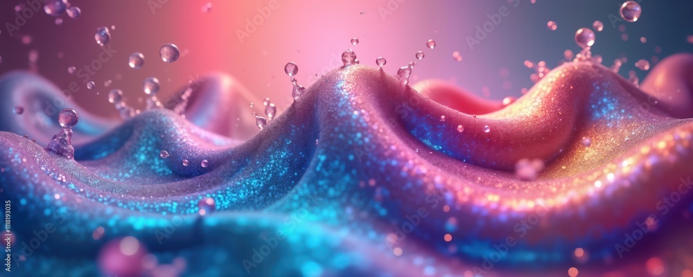 Leinwandbilder abstract holographic fluid waves in vibrant neon colors. fluid motion captures dynamic energy. water