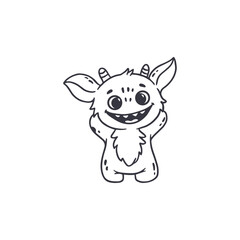 cute monster isolated on white background. Alien, cartoon character for coloring pages, magazines. Sketch, doodle. Vector illustration