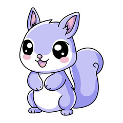 Cute Squirrel Cartoon Kawaii Sticker. Character Vector Illustration