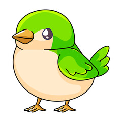 Cute Bird Cartoon Kawaii Sticker. Character Vector Illustration