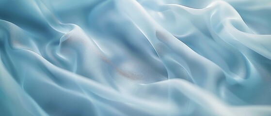 Obraz premium Draped blue fabric flows in graceful waves, merging fluid motion with soft texture, creating an elegant visual harmony.