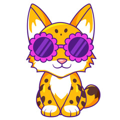 Cute Leopard Cartoon Kawaii Sticker. Character Vector Illustration